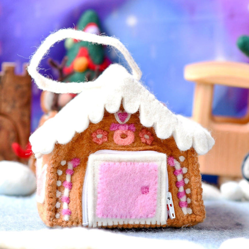 Felt Gingerbread House Bag - Pink