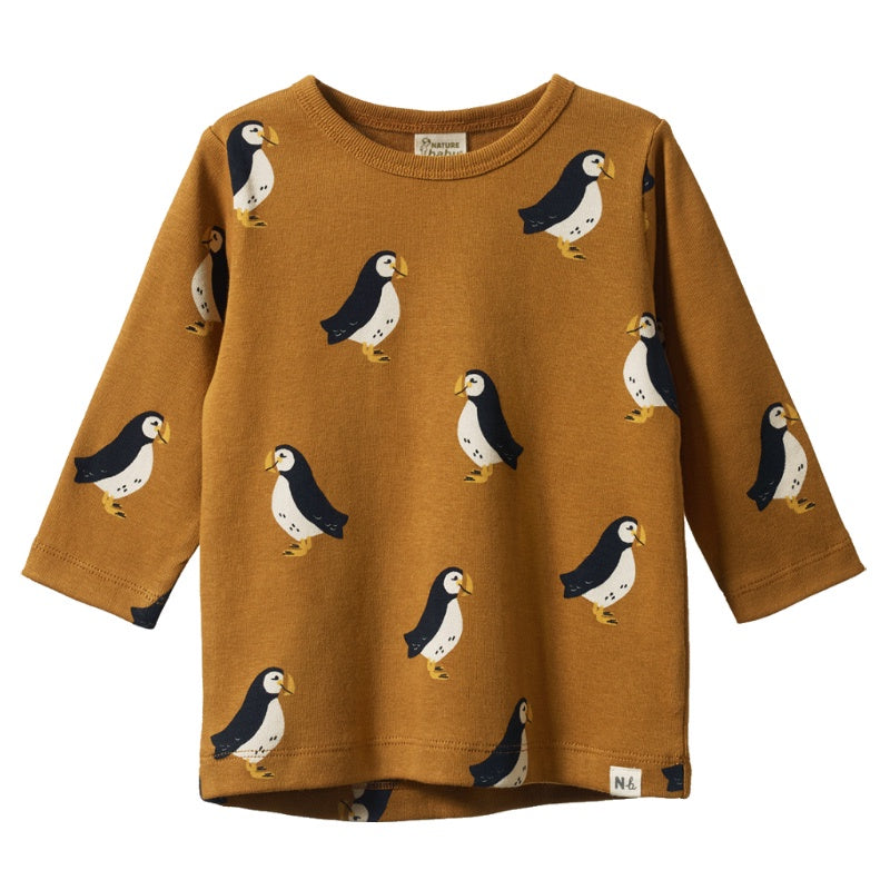 Nature Baby LS River Tee - Puffin Toffee Print