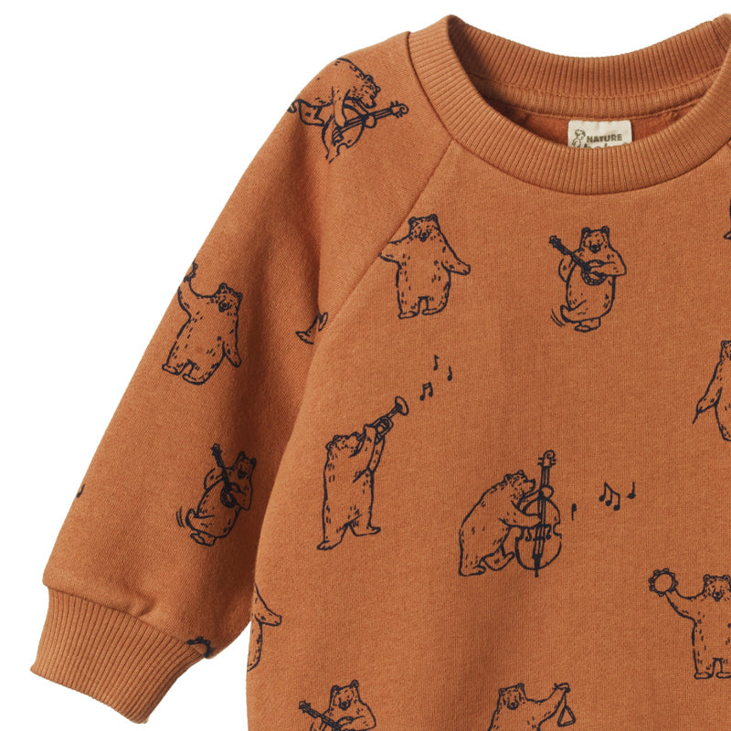 Nature Baby Emerson Sweater - Bluegrass Bears PecanNature Baby Emerson Sweater - Bluegrass Bears Pecan