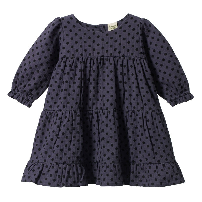 Nature Baby Elliot Dress - Violet Polka Dot