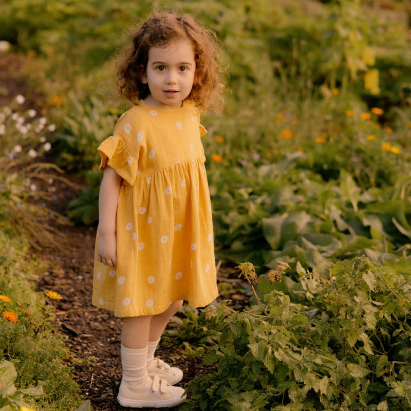 Nature Baby Muslin Clara Dress - Chamomile Sunshine