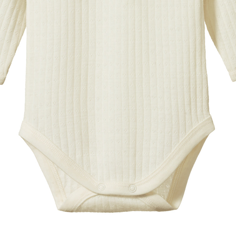 Nature Baby Merino LS Bodysuit - Natural Pointelle