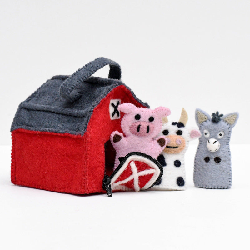 Felt Finger Puppet - Farm Barn Bag