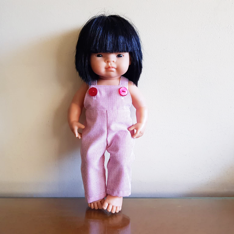 Pin Stripe Doll Overalls - Large