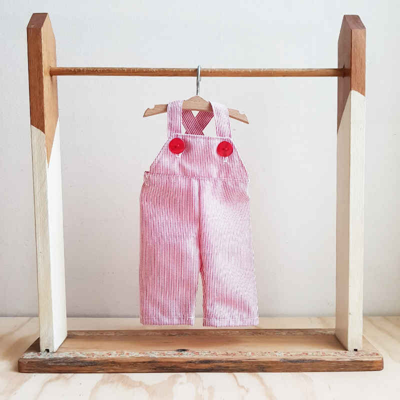 Pin Stripe Doll Overalls - Large
