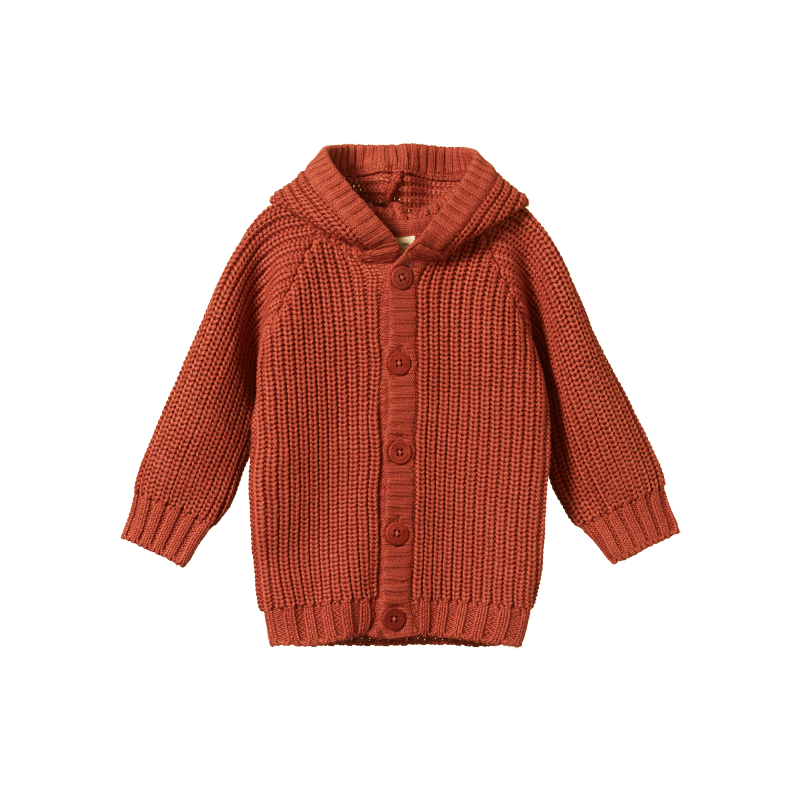 Nature Baby Oak Hoodie - Rust Chunky Knit