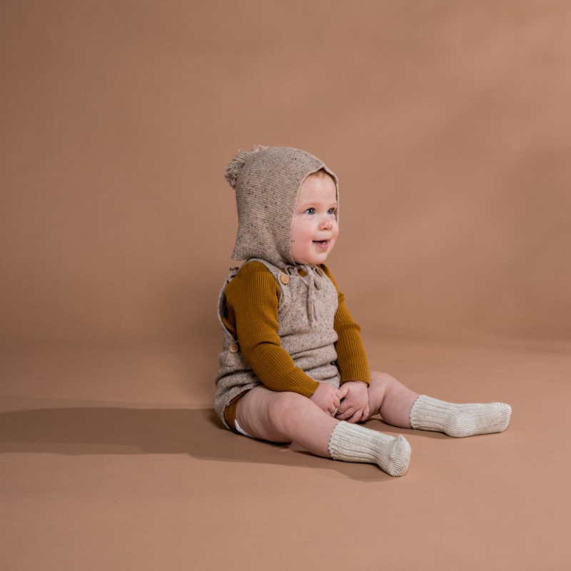 Grown Speckle Merino Romper - Stone