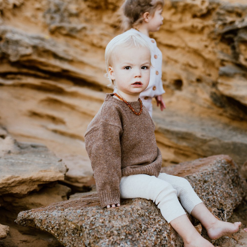 Grown Speckled Merino Pullover - Coffee