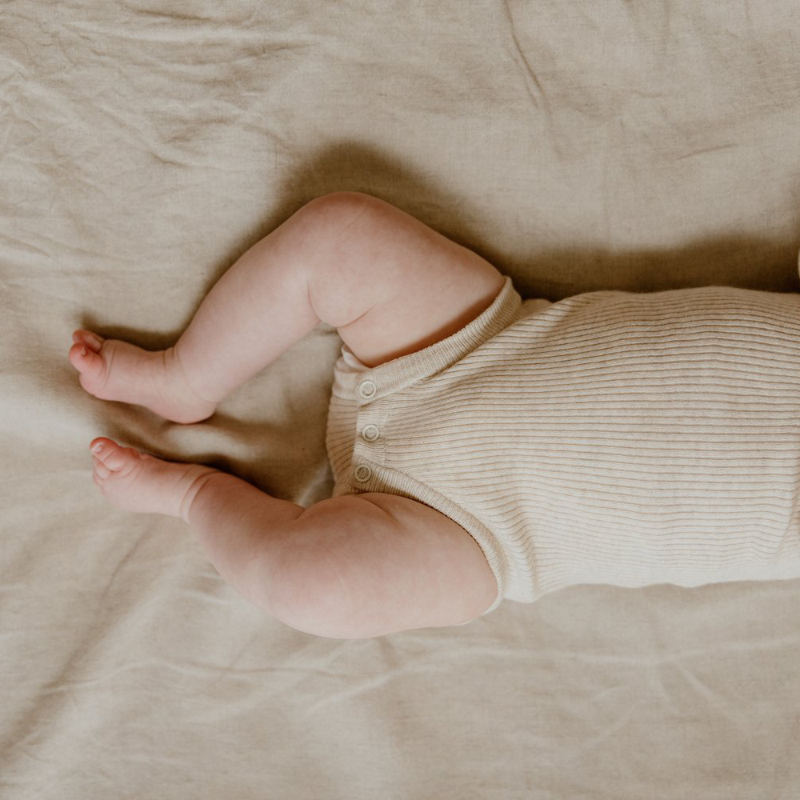 Grown Ribbed Essential Bodysuit - Oat Marle