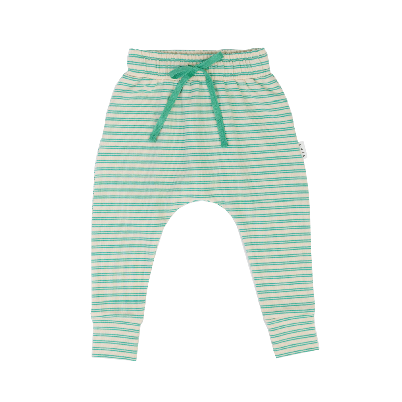 Olive & The Captain Slim Fit Harem Pants - Rib Turquoise Stripe