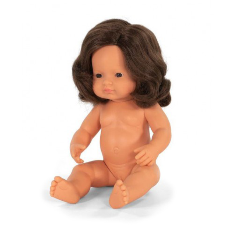 Miniland  Doll - Cauc Brunette Girl Undressed 38cm