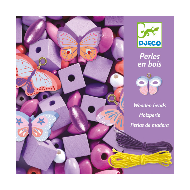 Djeco Colourful Butterfly Wooden Beads