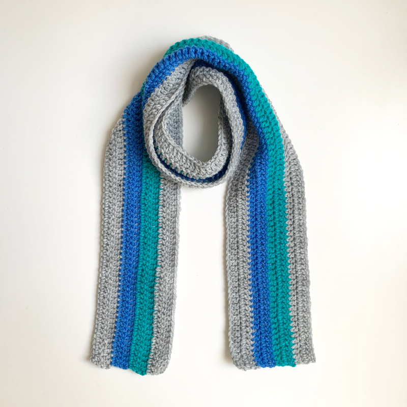 Crochet Scarf - Grey/Teal