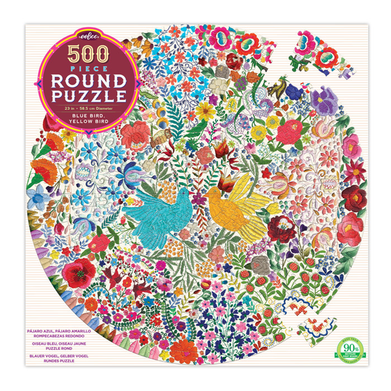 Eeboo 500Pc Round Puzzle - Blue Bird