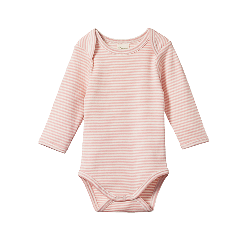Nature Baby LS Bodysuit - Rose Bud Stripe