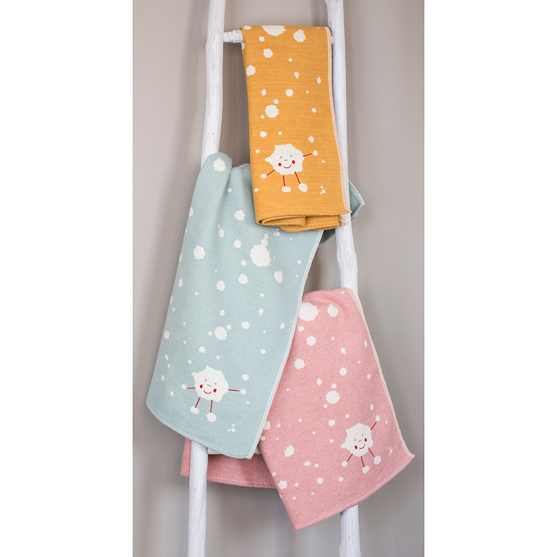 David Fussenegger Eco Bassinet Blanket - Light Green Splashes