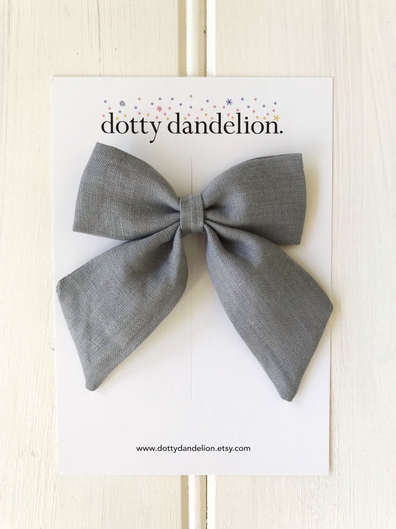 Dotty Dandelion Party Bow Clips - Stone
