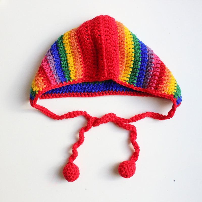 Crochet Bonnet Rainbow Stripe