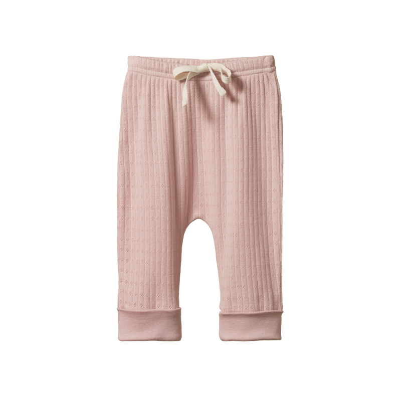 Nature Baby Drawstring Pointelle Pants - Rose Bud