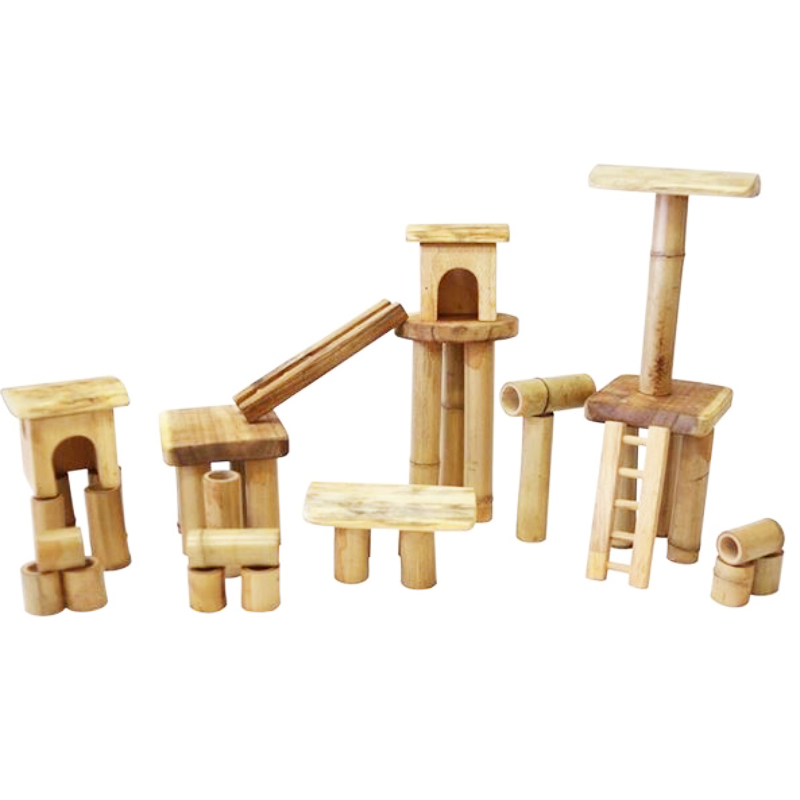 Q Toys Bamboo Building Set With House