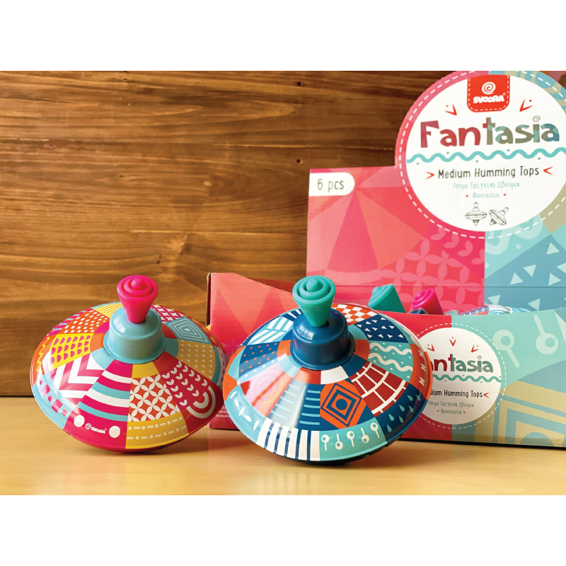 Tin Humming Top - Fantasia Cyan