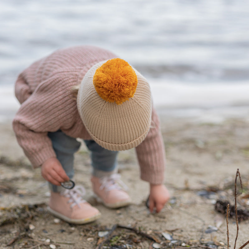 Acorn Oslo Merino Ribbed Beanie - Cream/Mustard