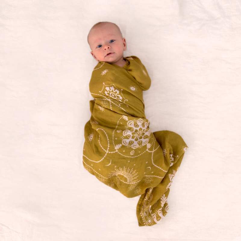 Banabae Bamboo/Org Cotton Swaddle - Celestial Gold