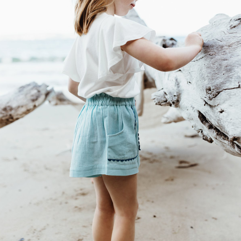 Peggy Brigitte Ric Rac Shorts - Aqua