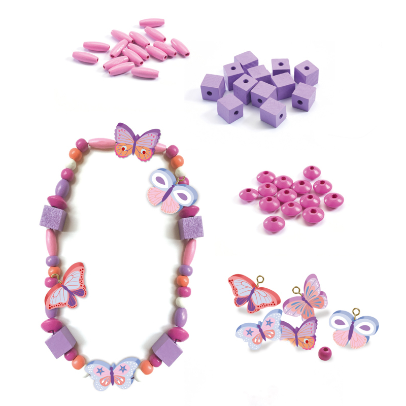 Djeco Colourful Butterfly Wooden Beads