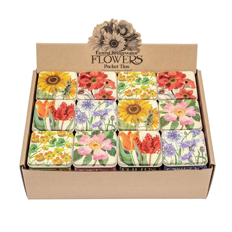 Small Square Tin Case - Flowers