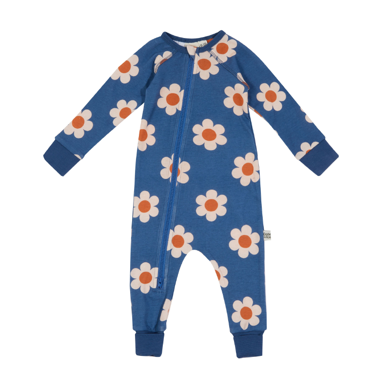 Goldie & Ace Zipsuit - Flower Power Navy