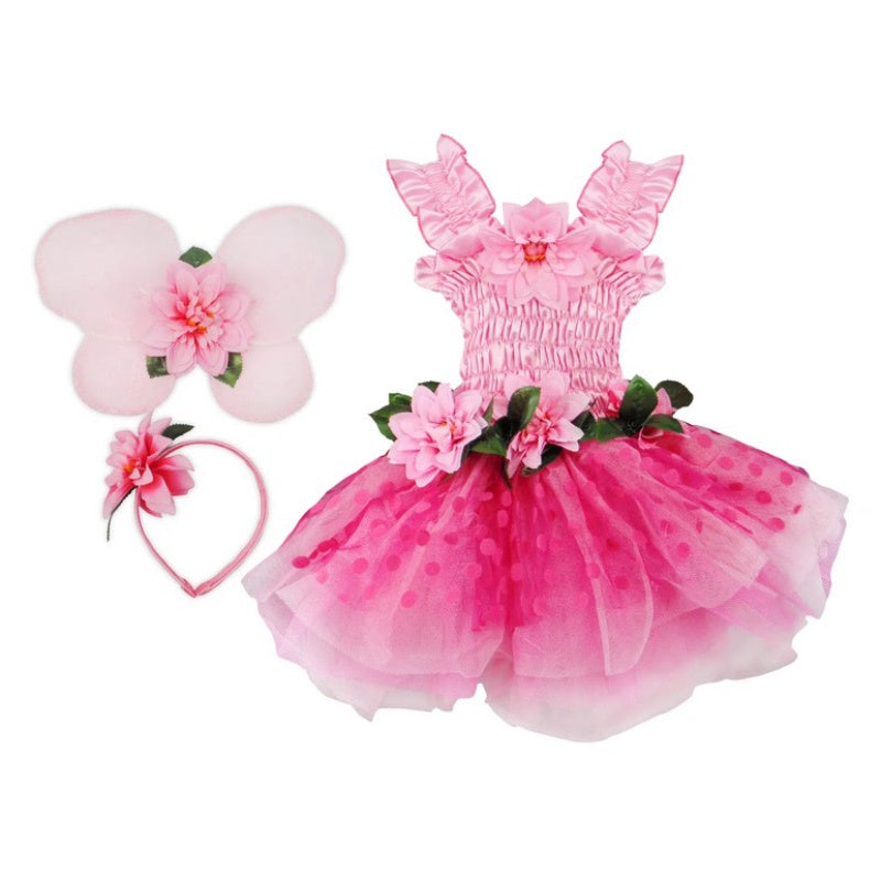 Fairy Blooms Deluxe Dress/Wings/Headband - Pink