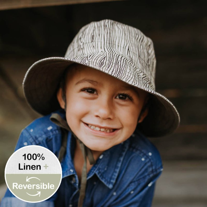 Bedhead Kids Reversible Sunhat - Explorer Bark/Olive