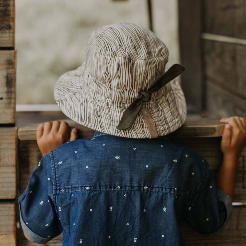 Bedhead Kids Reversible Sunhat - Explorer Bark/Olive