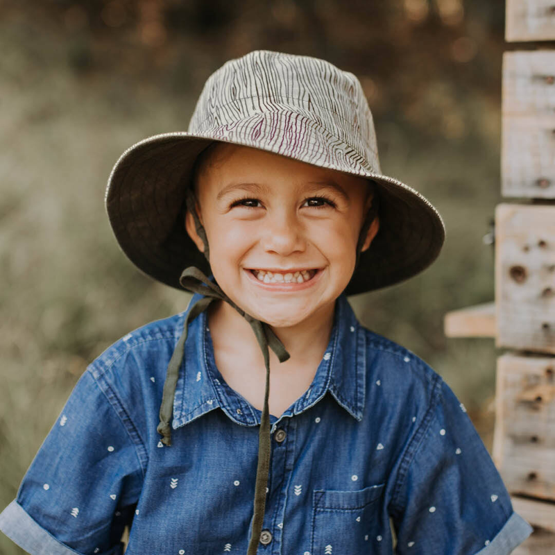Bedhead Kids Reversible Sunhat - Explorer Bark/Olive
