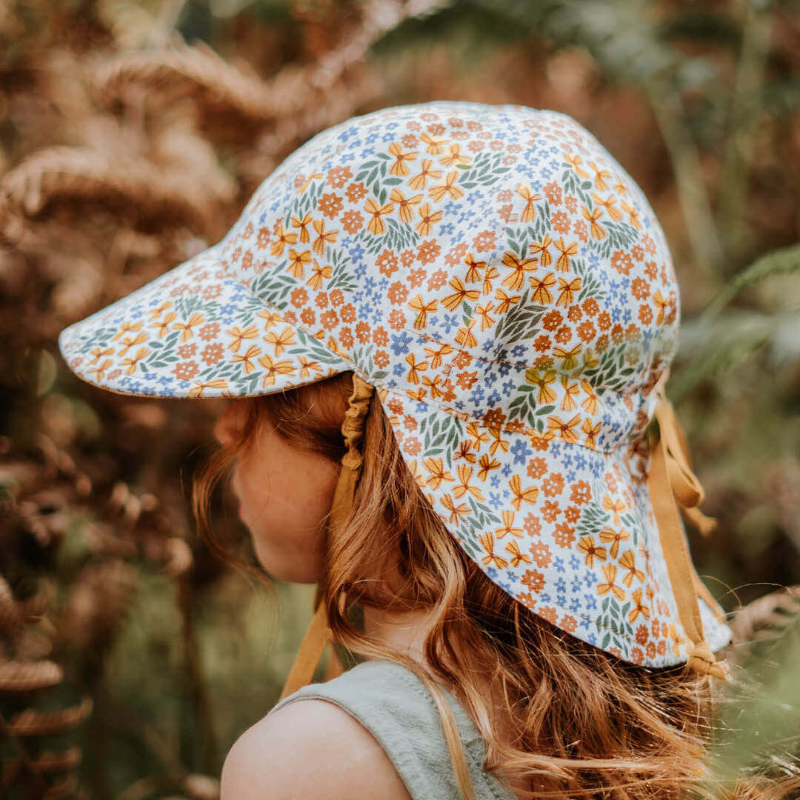 Bedhead 'Lounger' Baby Reversible Flap Sun Hat - Mabel Maize