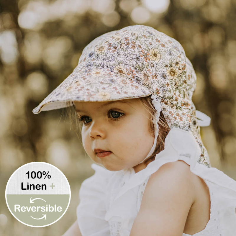 Bedhead Baby Reversible Flap Sun Hat - Lounger Winnie Blanc
