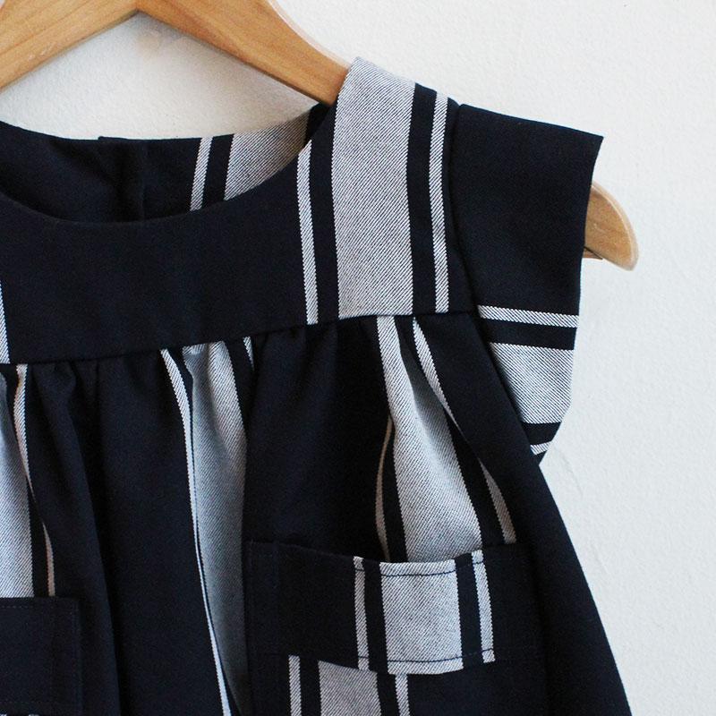 Shorties Folk Dress - Butcher's Stripe