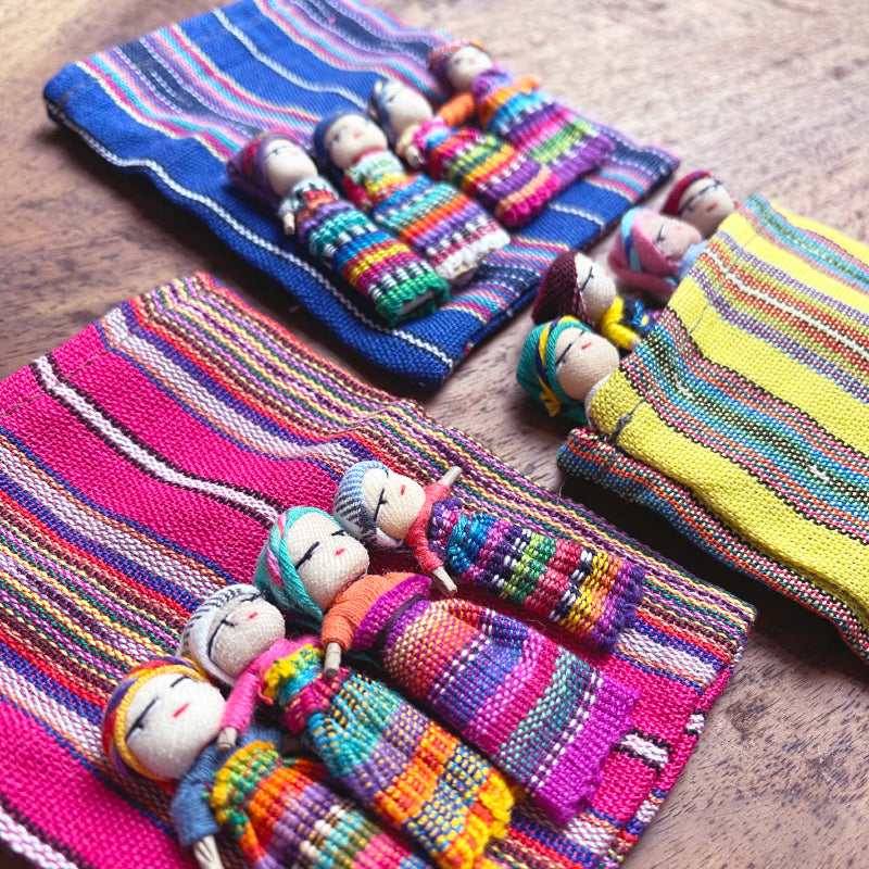 4 Large Mexican Worry Dolls In Bag