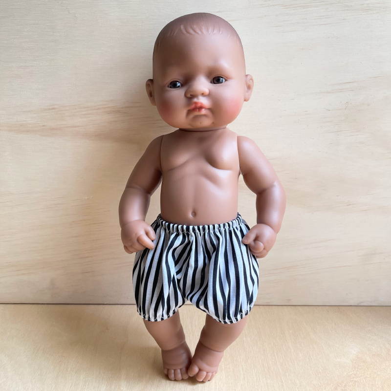 Doll's Shorts - Black & White Stripe