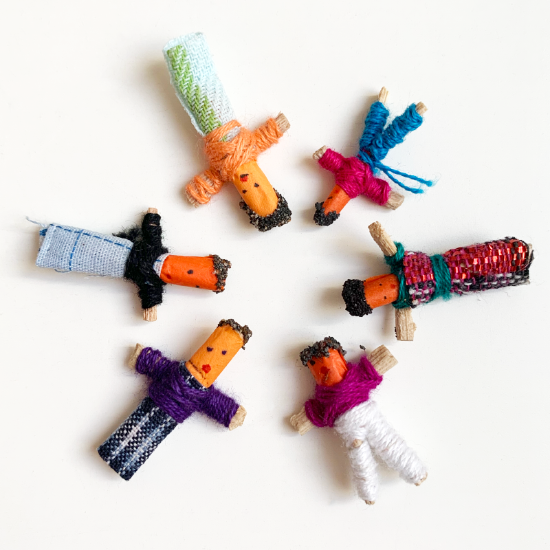6 Mini Worry Dolls in Bag