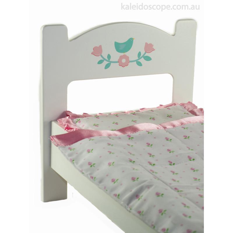 White wooden dolls bed perfect for Miniland dolls