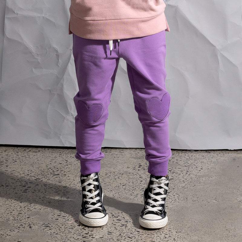 Minti Heart Patch Trackies - Purple