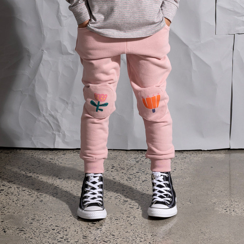 Minti Flower Patch Furry Trackies - Muted Pink
