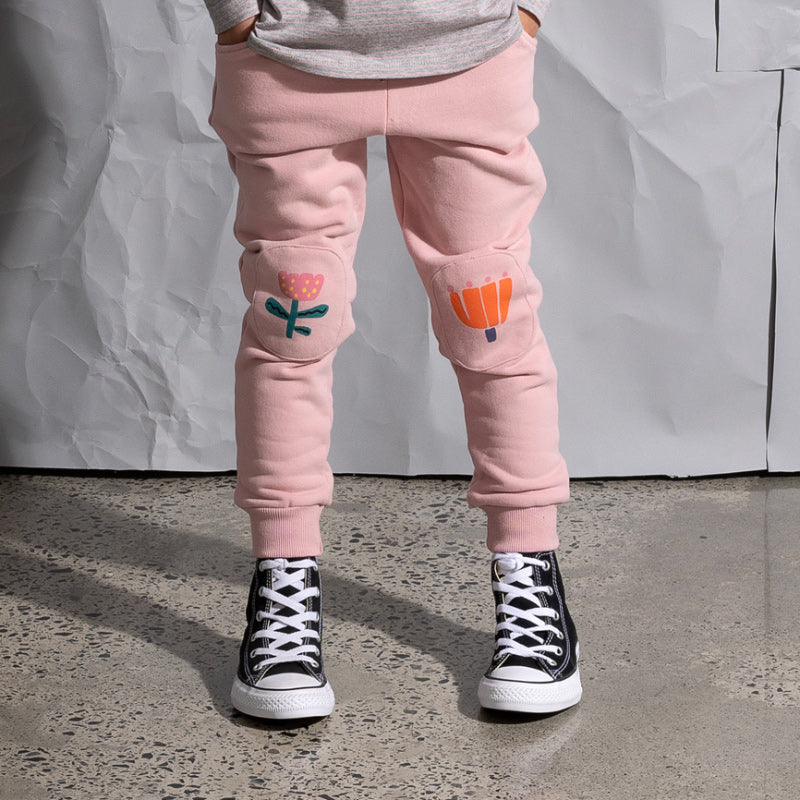 Minti Flower Patch Furry Trackies - Muted Pink