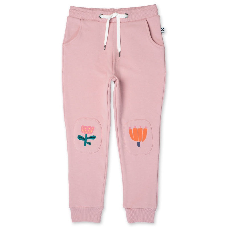 Minti Flower Patch Furry Trackies - Muted Pink
