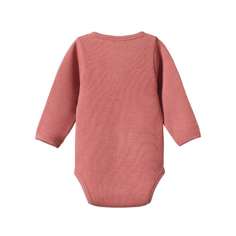 Nature Baby Henley LS Bodysuit Waffle - Rose Clay