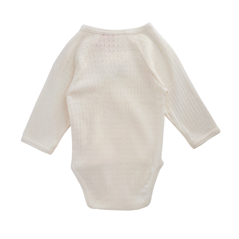 Nature Baby L/S Kimono Bodysuit - Pointelle Rose Bud