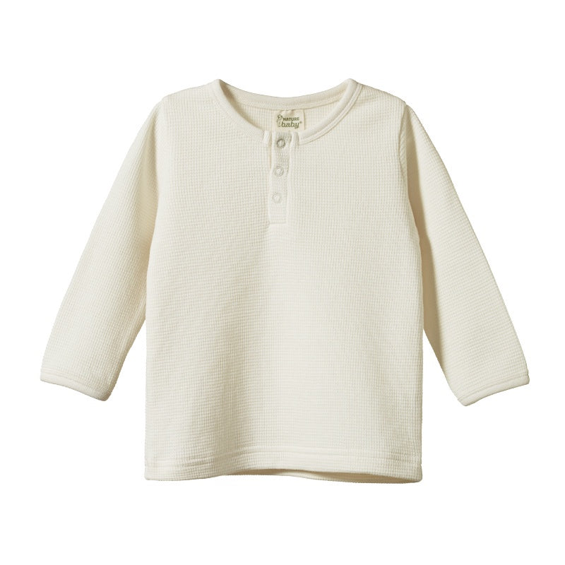 Nature Baby Henley Tee Waffle - Natural