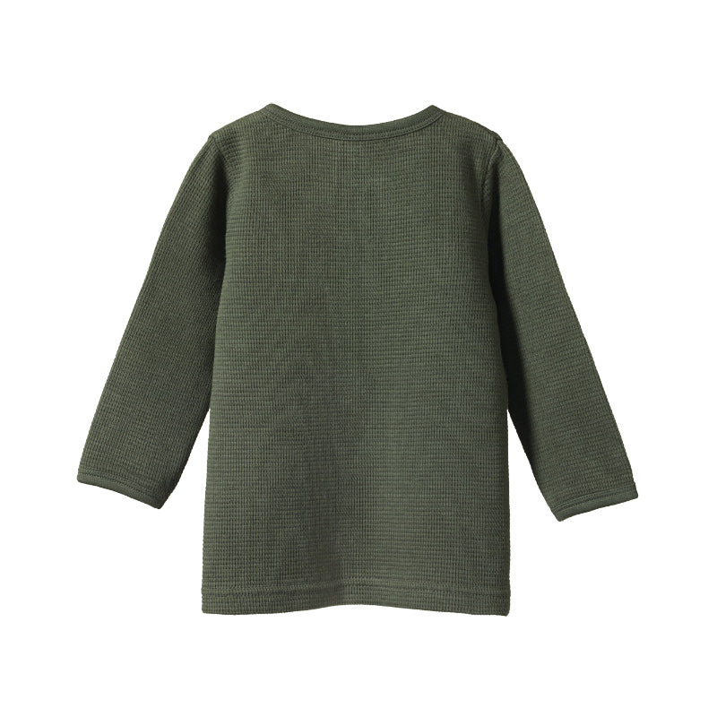 Nature Baby Henley Tee Waffle - Thyme